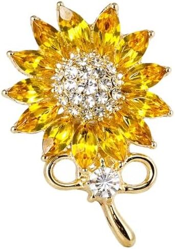 Yellow Sunflower Rhinestone Brooch Pins Crystal Sun Flower Brooches and Pins for Women Fashion Jewelry Gift in Saudi Arabia