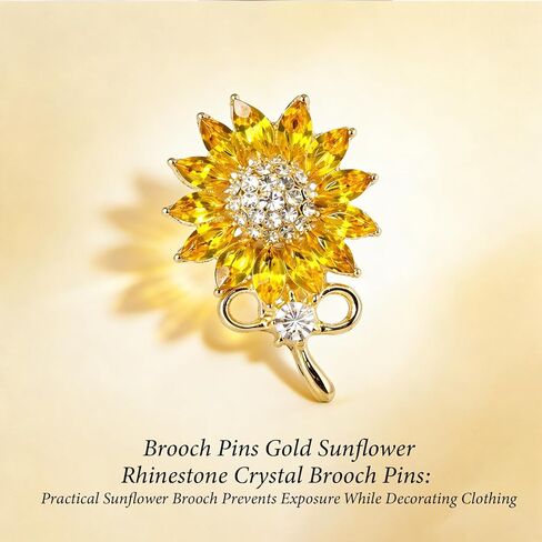 Yellow Sunflower Rhinestone Brooch Pins Crystal Sun Flower Brooches and Pins for Women Fashion Jewelry Gift in Saudi Arabia