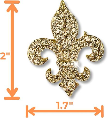 Fleur-de-lis Pin Brooch Gold Tone Crystals for Her Women Mom in Kuwait