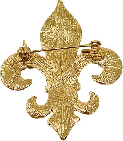 Fleur-de-lis Pin Brooch Gold Tone Crystals for Her Women Mom in Kuwait