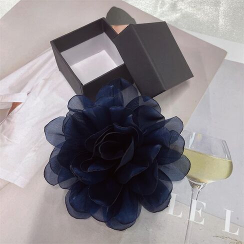 Dainty Satin Fabric Flower Brooch for Women Elegant Rose Floral Lapel Pins for Dress Sweater Coat Holiday Party Dance Banquet Costume Clothing Pin Accessory Jewelry 100mm in Saudi Arabia