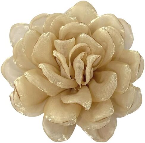 Dainty Satin Fabric Flower Brooch for Women Elegant Rose Floral Lapel Pins for Dress Sweater Coat Holiday Party Dance Banquet Costume Clothing Pin Accessory Jewelry 100mm in Saudi Arabia