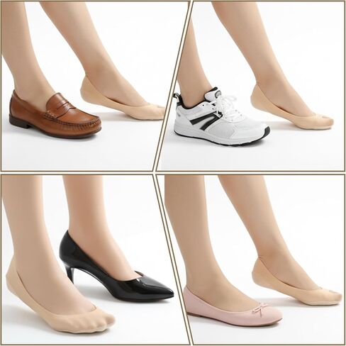 6 Pairs No Show Socks for Women, Ultra Low Cut Invisible Socks for Flats Non Slip Liner Sock for Spring Summer (Black and Skin) in Kuwait
