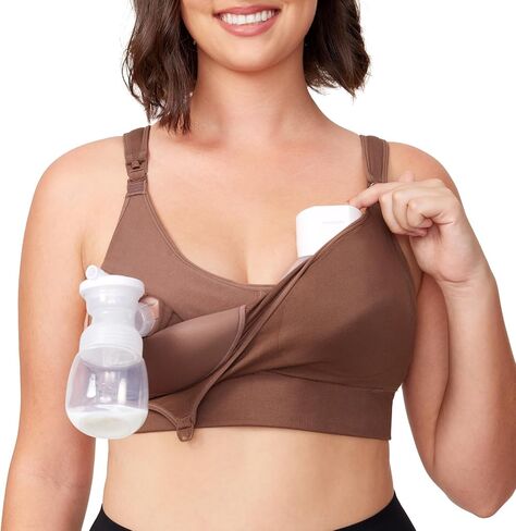 Momcozy Hands-Free Pumping & Nursing Bra, All-in-One Breastfeeding Pump Bra, Fixed Padding for Shape & Support Chocolate in Saudi Arabia