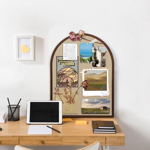 Large Cork Board Alternative, 23.6" x 31.5" Arch Felt Bulletin Board with 20 Wooden Pushpins & Safe Removable Adhesive Tabs, Display Board for School, Home, Office Boho Wall Decor(B-pinse) in Kuwait