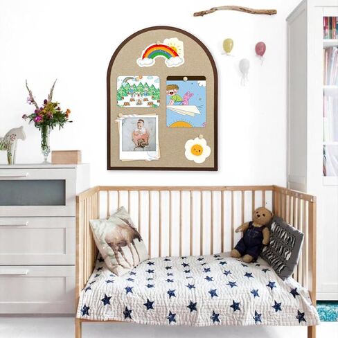 Large Cork Board Alternative, 23.6" x 31.5" Arch Felt Bulletin Board with 20 Wooden Pushpins & Safe Removable Adhesive Tabs, Display Board for School, Home, Office Boho Wall Decor(B-pinse) in Kuwait