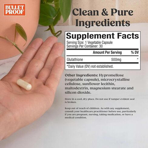 Bulletproof Liposomal Glutathione Force Antioxidant Capsules, 30 Count, Supplement for Liver Health and Immune Support, 30 Servings in Kuwait