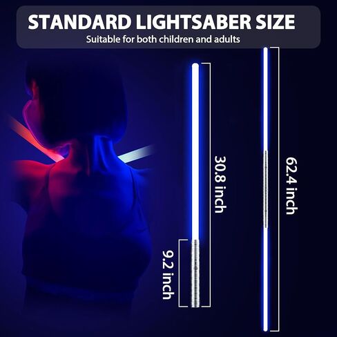 2 في 1 سيف ضوئي مبارز بمقبض معدني 15 لون RGB مع 4 أوضاع و6 مؤثرات صوتية USB قابل لإعادة الشحن وقابل للفصل للأطفال والكبار مثالي لعيد ميلاد الأطفال وعيد الهالوين وعيد الميلاد in Kuwait