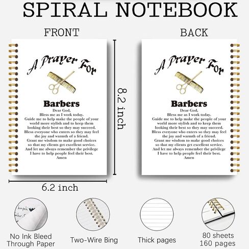 Guymn Christian Barber Prayer Notebook, Gifts for Barbers Journal, Barber Gifts for Men Women, A Prayer for Barbers Christian Hardcover Spiral Notebooks Journals, 5.5x8.3 Inch in Saudi Arabia