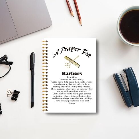 Guymn Christian Barber Prayer Notebook, Gifts for Barbers Journal, Barber Gifts for Men Women, A Prayer for Barbers Christian Hardcover Spiral Notebooks Journals, 5.5x8.3 Inch in Saudi Arabia