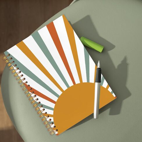 WUCHJ Boho Sunshine Notebook, Mid Century Modern Sun Sunset Sunrise Journal, Orange Green Sun Sunshine Notebook Journal for Note Taking, Boho Gifts for Women Men, 5.5x8.3 Inch in Saudi Arabia