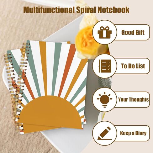 WUCHJ Boho Sunshine Notebook, Mid Century Modern Sun Sunset Sunrise Journal, Orange Green Sun Sunshine Notebook Journal for Note Taking, Boho Gifts for Women Men, 5.5x8.3 Inch in Saudi Arabia