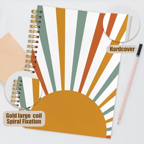 WUCHJ Boho Sunshine Notebook, Mid Century Modern Sun Sunset Sunrise Journal, Orange Green Sun Sunshine Notebook Journal for Note Taking, Boho Gifts for Women Men, 5.5x8.3 Inch in Saudi Arabia