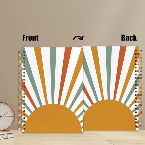 WUCHJ Boho Sunshine Notebook, Mid Century Modern Sun Sunset Sunrise Journal, Orange Green Sun Sunshine Notebook Journal for Note Taking, Boho Gifts for Women Men, 5.5x8.3 Inch in Saudi Arabia