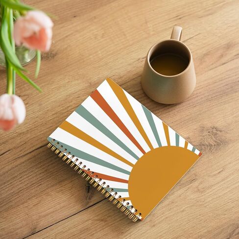 WUCHJ Boho Sunshine Notebook, Mid Century Modern Sun Sunset Sunrise Journal, Orange Green Sun Sunshine Notebook Journal for Note Taking, Boho Gifts for Women Men, 5.5x8.3 Inch in Saudi Arabia