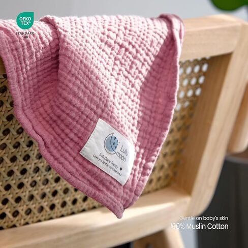 Muslin Swaddle Blanket Baby - Cotton Swaddling Blanket Soft Baby Receiving Blanket Neutral 3Pack(Pink+Purple) in Kuwait