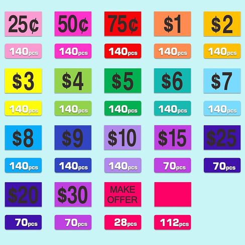 2400 قطعة من ملصقات بيع المرآب، ملصقات أسعار بيع ساحة 1/2 بوصة × 3/4 بوصة، بطاقات أسعار مستطيلة مطبوعة مسبقًا وقابلة للإزالة لسوق السلع المستعملة in Kuwait