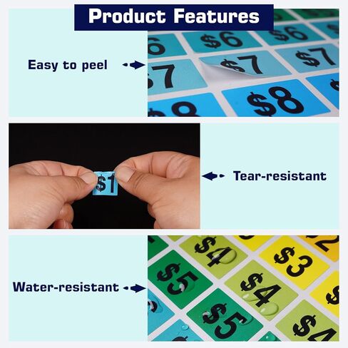 2400 قطعة من ملصقات بيع المرآب، ملصقات أسعار بيع ساحة 1/2 بوصة × 3/4 بوصة، بطاقات أسعار مستطيلة مطبوعة مسبقًا وقابلة للإزالة لسوق السلع المستعملة in Kuwait