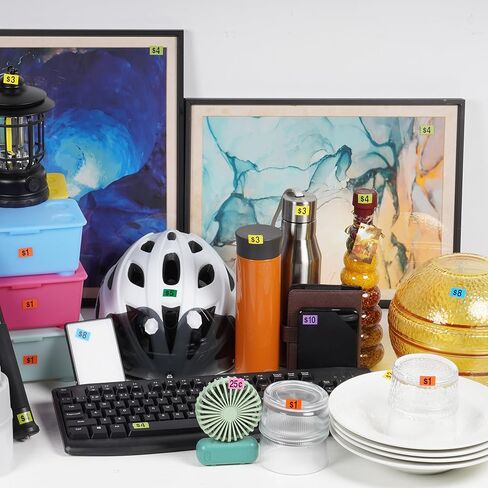 2400 قطعة من ملصقات بيع المرآب، ملصقات أسعار بيع ساحة 1/2 بوصة × 3/4 بوصة، بطاقات أسعار مستطيلة مطبوعة مسبقًا وقابلة للإزالة لسوق السلع المستعملة in Kuwait