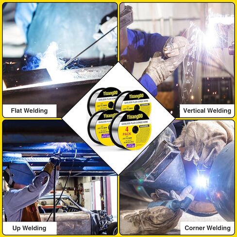 4 Packs 035 Flux Core Welding Wire, E71T-GS Gasless Mild Carbon Steel Mig Welding Wire, 2-Pound Spool Flux Core Wire Compatible with Most Welder in Kuwait