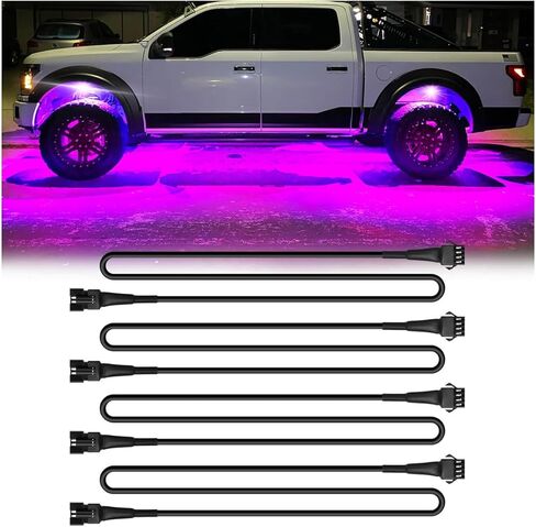 4Pcs 47 inch/3.93FT 4-Pin RGB LED Rock Lights Extension Cable Wire Cord Set Underglow Led Rock Multi-Color Neon Lights Strip Fit for Jeep Truck Motorcycle Golf Carts ATV Car in Kuwait