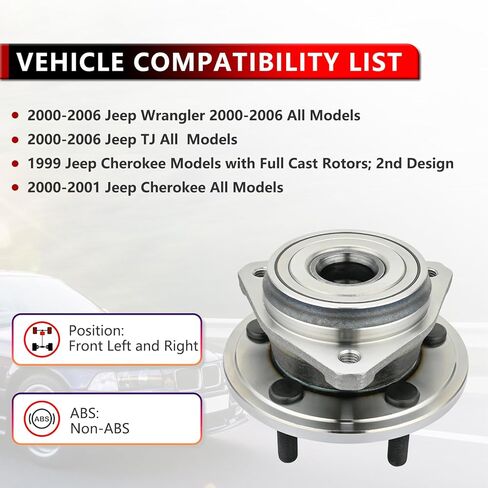 2pcs 513158 Front Wheel Hub Bearing Assembly for Jeep Cherokee 1999-2001, for Wrangler 2000-2006, for TJ 2000-2006, 5 Lug Non-ABS in Kuwait