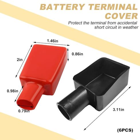 6PCS Battery Terminal Covers, Soft Rubber Car Insulating Battery Terminal Protector, Positive and Negative Poles Stud Cover Top Post Cap for Cars Trucks Motorcycles in Saudi Arabia
