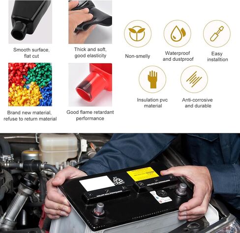 6PCS Battery Terminal Covers, Soft Rubber Car Insulating Battery Terminal Protector, Positive and Negative Poles Stud Cover Top Post Cap for Cars Trucks Motorcycles in Saudi Arabia