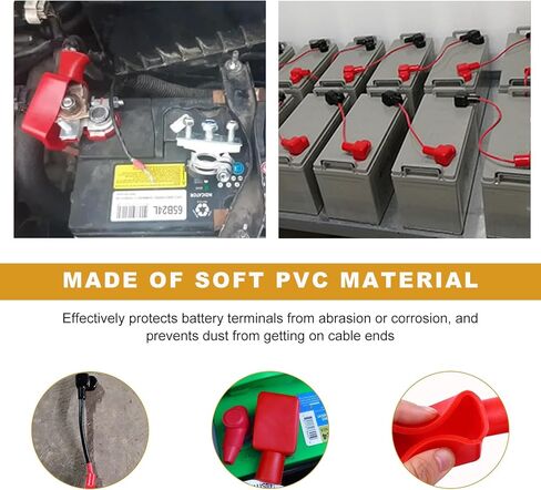 6PCS Battery Terminal Covers, Soft Rubber Car Insulating Battery Terminal Protector, Positive and Negative Poles Stud Cover Top Post Cap for Cars Trucks Motorcycles in Saudi Arabia