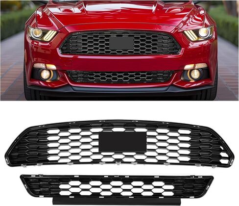 HECASA Front Grille Compatible with 2015-2017 Ford Mustang Replacement for FR3Z8200BA FO1200566Front Bumper Upper Hood Grill ABS Plastic Black in Saudi Arabia
