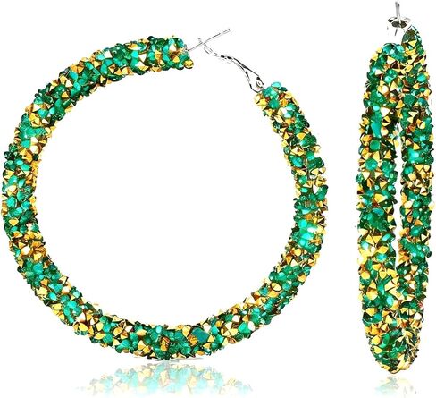 بريق هوب الأقراط للنساء التألق حجر الراين الترتر كبير هوب تتدلى الأقراط ملفوفة الأطواق الكبيرة Huggie لامعة بوهو MardiGras حفلة موسيقية تتسابق مجوهرات اكسسوارات in Kuwait