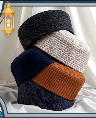 Kufi Hat for Men Soft Fabric Prayer Hat for Men - Warm Muslim Hat for Men- Beanie Prayer Kufi- Muslim Kufi for Men in Saudi Arabia