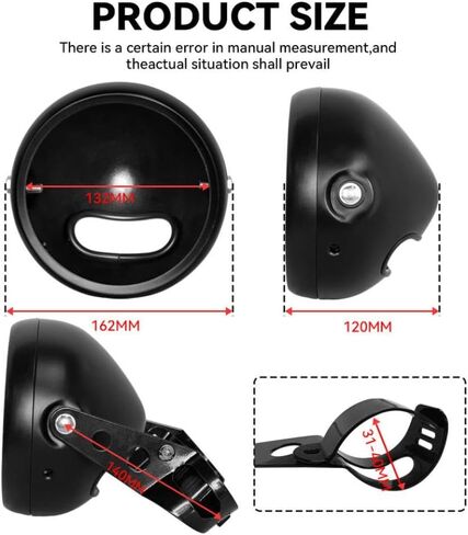 5 3/4 Inch Motorcycle Headlight Housing Bucket Light Bulb Holder 5.75 Inch Front Headlight Replacement Compatible with Motorcycle Models for Part Number 5 3/4quot in Kuwait