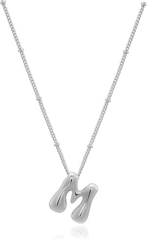 Gold Bubble Letter Necklace for Women Dainty 14K Gold Plated Balloon Initial Necklaces for Women Trendy Cute Chunky Charm Monogram Pendant Name Necklace Fashion Jewelry Gifts for Teens in Kuwait