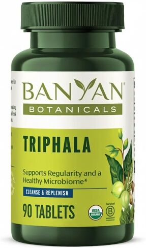 Banyan Botanicals Triphala Tablets - Organic Triphala Supplement with Amla, Haritaki & Bibhitaki – For Digestion, Elimination & Healthy Gut Microbiome* – 90 Tablets – Non-GMO Sustainably Sourced Vegan in Kuwait