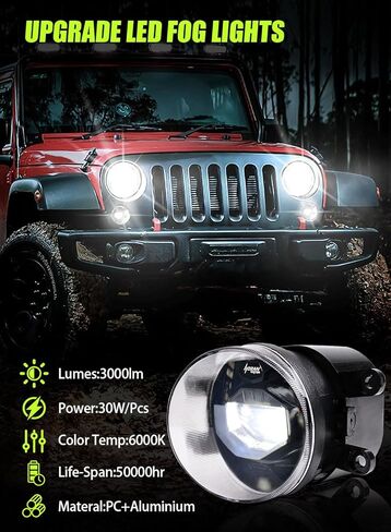 Upgrade LED Fog Lights, Fog Driving Lights Assembly Compatible with 2012-2022 Tacoma, 2014-2021 Tundra, 2014-2022 4Runner in Kuwait