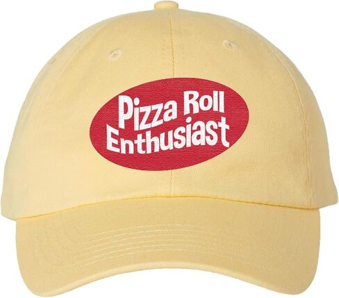 Pizza Roll Enthusiast - Embroidered Dad Hat, Yellow Dad Hat in Saudi Arabia