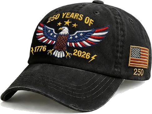 Embroidery 250th Anniversary Baseball Cap，250 Years of Freedom Embroidered Hat，1776-2026，Gifts Suitable for Men and Women in Saudi Arabia