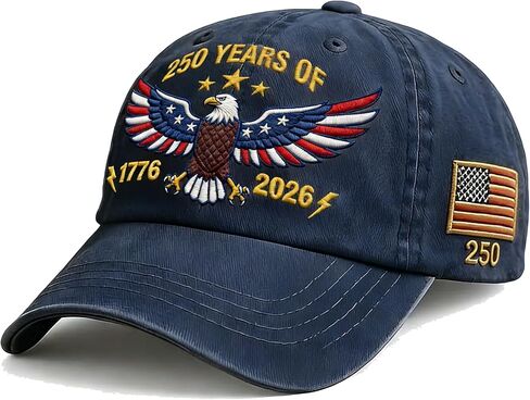 Embroidery 250th Anniversary Baseball Cap，250 Years of Freedom Embroidered Hat，1776-2026，Gifts Suitable for Men and Women in Saudi Arabia