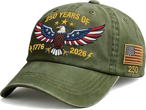 Embroidery 250th Anniversary Baseball Cap，250 Years of Freedom Embroidered Hat，1776-2026，Gifts Suitable for Men and Women in Saudi Arabia