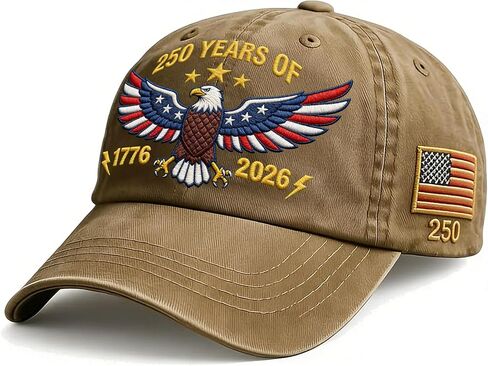 Embroidery 250th Anniversary Baseball Cap，250 Years of Freedom Embroidered Hat，1776-2026，Gifts Suitable for Men and Women in Saudi Arabia