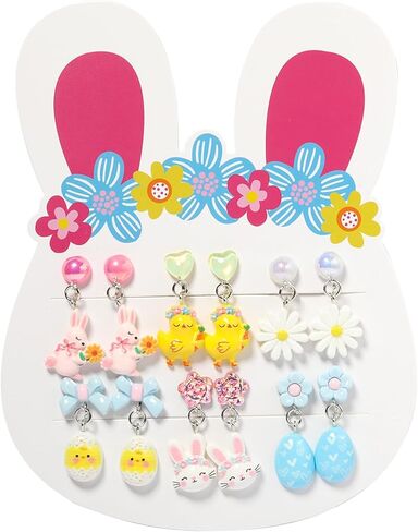 PinkSheep Clip On Earrings for Little Girls Kids Jewelry 12 Pairs Gift for 4/5/6/7/9/10 Years Old Unicorn Cat Flower Earring (classic) in Kuwait