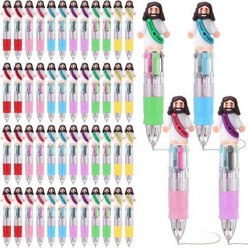Bememo 50pcs Funny Pens Multi-color in One Cute Christian Ballpoint Pens for Employee Appreciation, Christmas, Party Rewards (Mixed Jesus) in Saudi Arabia