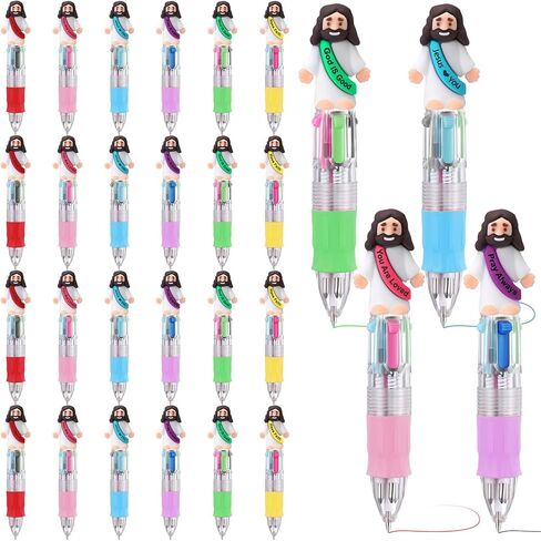 Bememo 50pcs Funny Pens Multi-color in One Cute Christian Ballpoint Pens for Employee Appreciation, Christmas, Party Rewards (Mixed Jesus) in Saudi Arabia