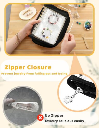 Transparent Jewelry Storage Book - Portable PVC Jewellery Book Organizer Large Capacity with Zipper, Binder and 80 Pcs Ziplock Bags, Ideal for Women Travel in Kuwait