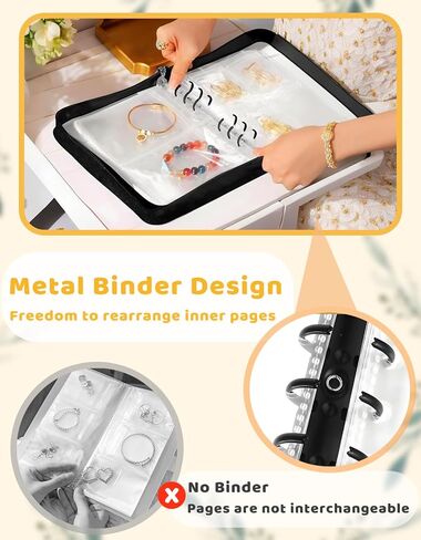 Transparent Jewelry Storage Book - Portable PVC Jewellery Book Organizer Large Capacity with Zipper, Binder and 80 Pcs Ziplock Bags, Ideal for Women Travel in Kuwait