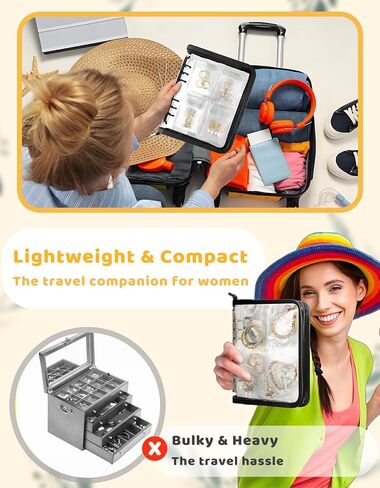 Transparent Jewelry Storage Book - Portable PVC Jewellery Book Organizer Large Capacity with Zipper, Binder and 80 Pcs Ziplock Bags, Ideal for Women Travel in Kuwait
