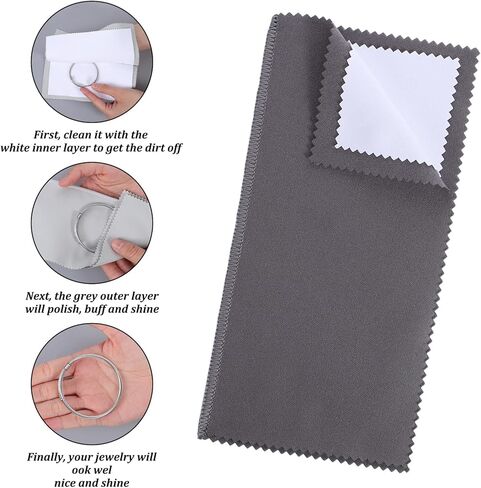 Jewelry Cleaning Cloth Silver Polishing Cloth Jewelry Silver Cleaning Kit with Ultra-Soft Brushes Polish Cloths Polishing for Clean Gold Diamonds Platinum Gemstones Coins Silverware 4pcs in Kuwait