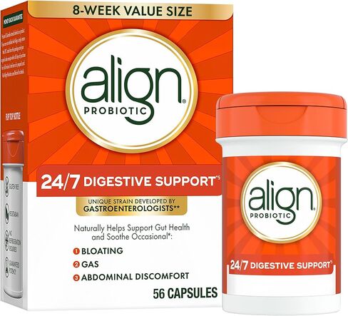 Align Probiotic, Probiotics for Women and Men, Daily Probiotic Supplement for Digestive Health*, #1 Recommended Probiotic by Doctors and Gastroenterologists‡, 56 Capsules in Kuwait