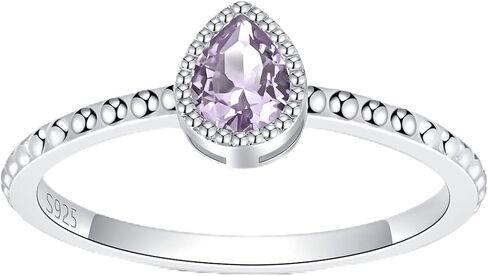 ZOEXUE Birthstone Rings for Women Teen: S925 Sterling Silver Stacking Birthstones Ring Cubic Zirconia Teardrop Stackable Band Rings - Birthday Mother's Day Jewelry Gifts for Mother Daughter Her in Kuwait